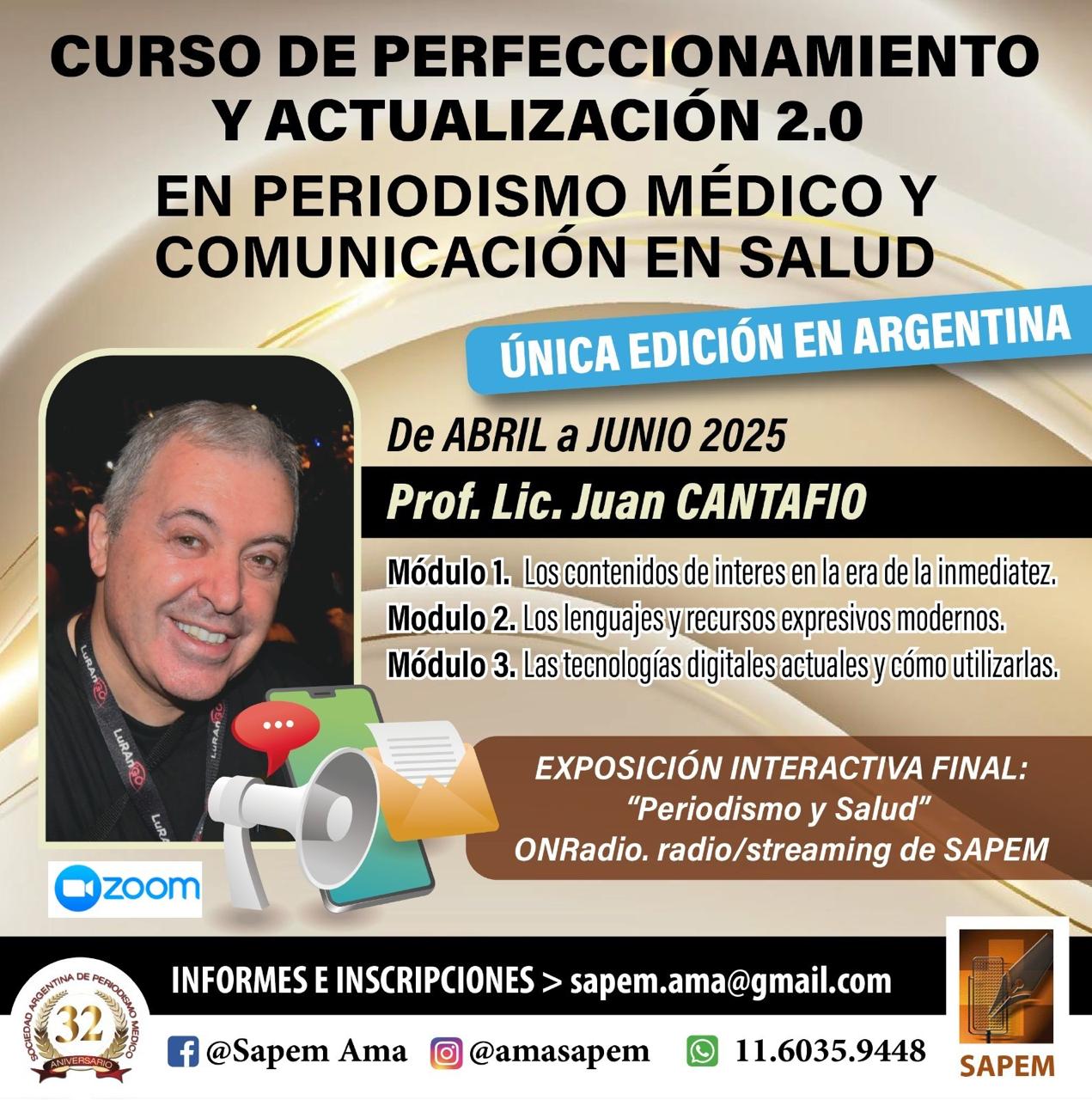 CURSO DE PERFECCIONAMIENTO Y ACTUALIZACIÓN 2.0 EN PERIODISMO MÉDICO Y COMUNICACIÓN EN SALUD